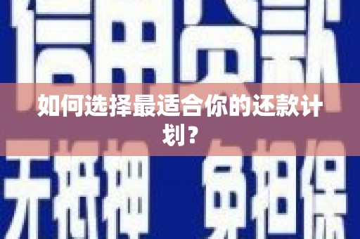 唐县如何选择最适合你的还款计划？
