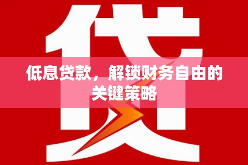 嘉荫低息贷款，解锁财务自由的关键策略